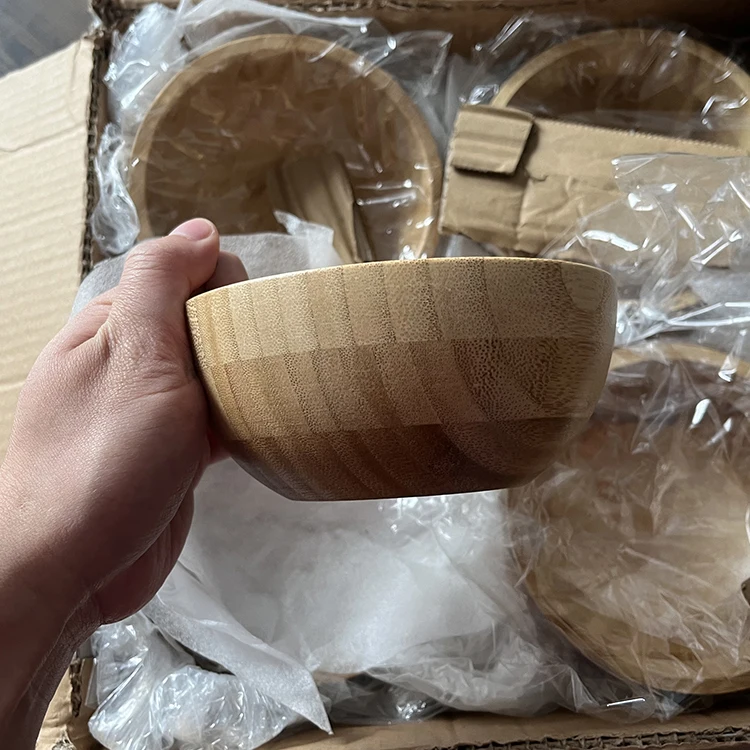 5.5 inch eco friendly bamboo salad fruit bowl for kitchen