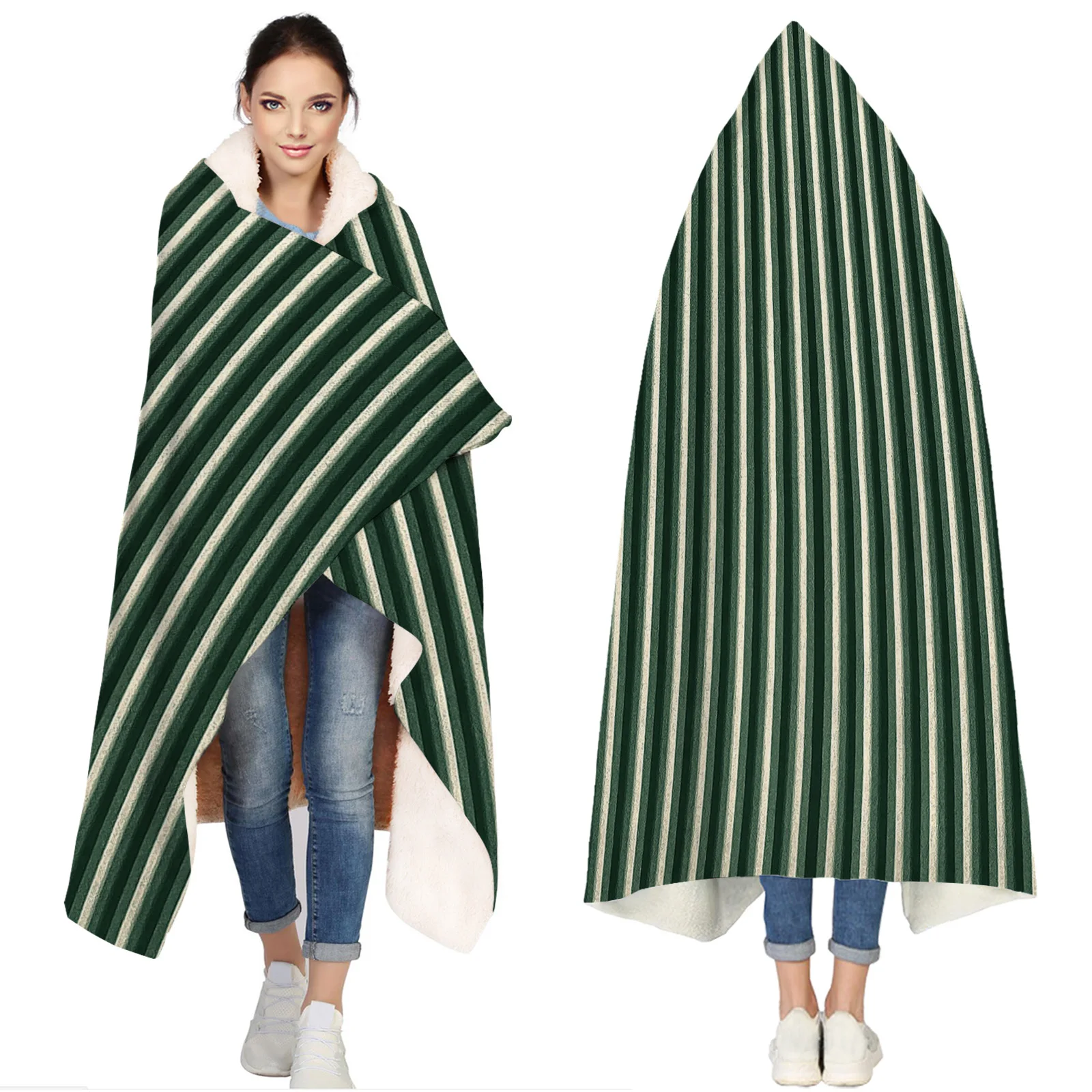 Hoodie Sherpa Wearable Fleece Blanket Men Oversize Sweatshirt Hooded Sweater for Women
