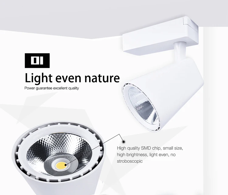 High Quality 30W Rail Wide Range Rotation Degree LED COB Track Light