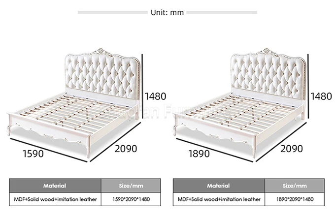 Luxury Modern Home Furniture Hotel Bedroom Sets solid wood Leather Bed
