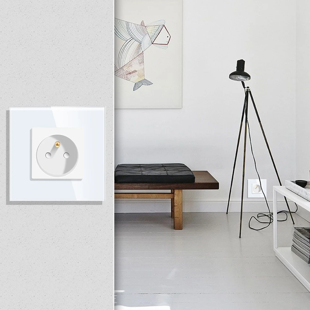 TAWOIA Unique Tempered Waterproof Glass 86MM Smart Home 16A Socket French Type  Wifi Socket with Grounding