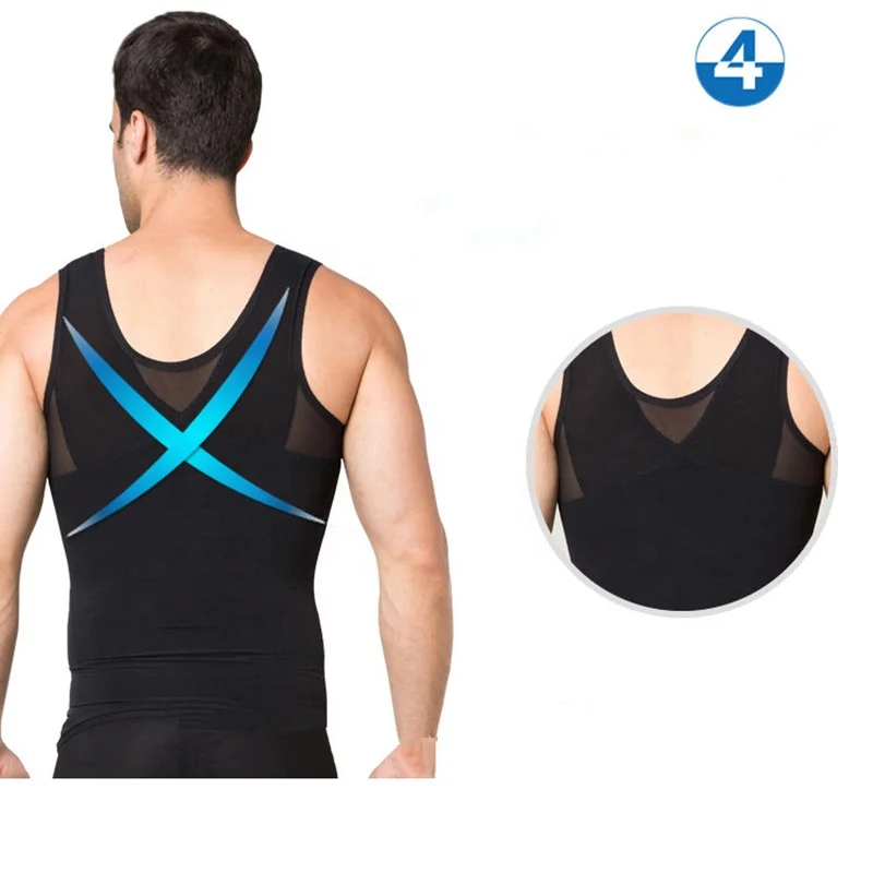 Тонкая мужская компрессионная рубашка для скрытия ГИНЕКОМАСТИИ груди обтягивающее нижнее белье