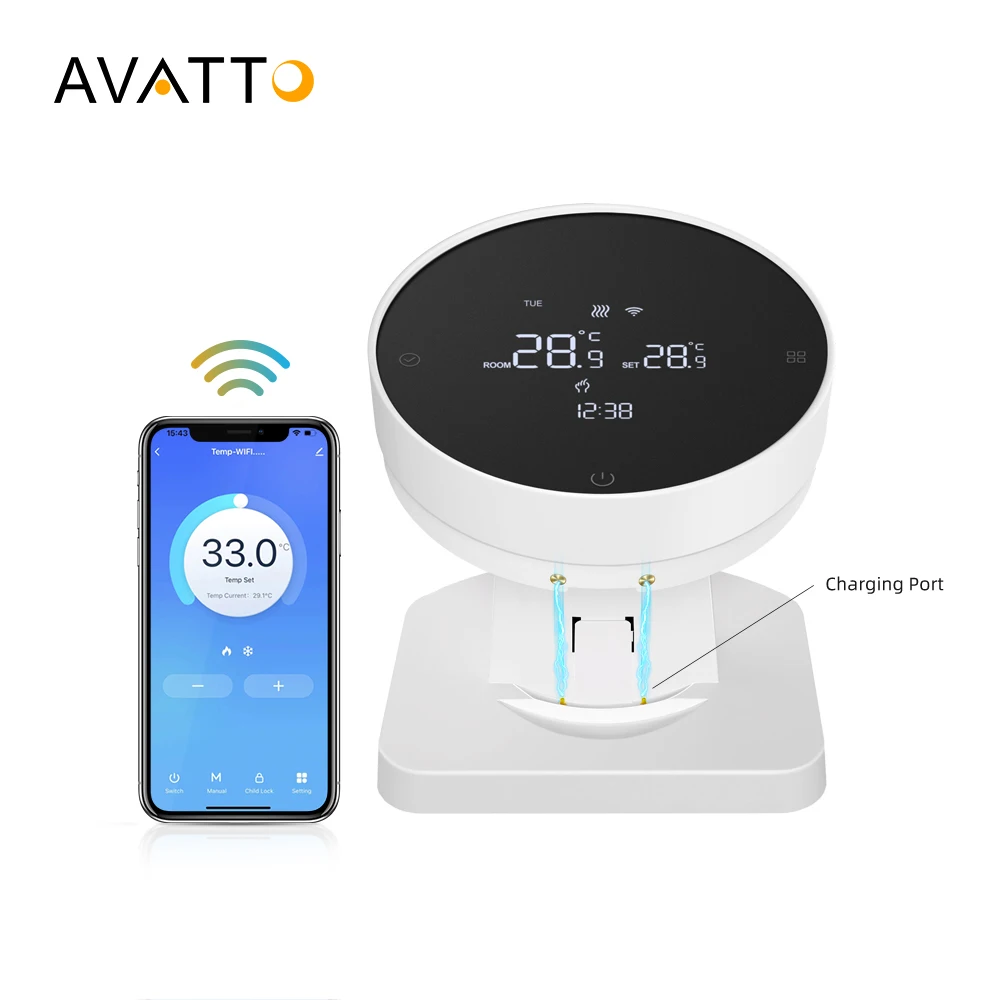 AVATTO Tuya Wifi Smart Room Gas Water Heating Thermostat Temperature Controller Work with Actuator