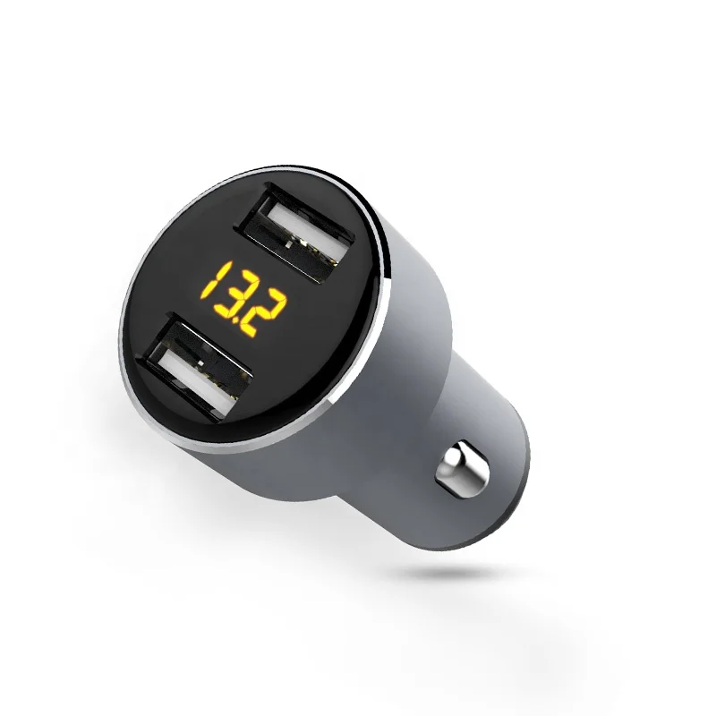 
Shenzhen Manufacturer 2 Ports 5V 2.4A Dual USB Car Charger Adapter With Led Voltmeter Display 