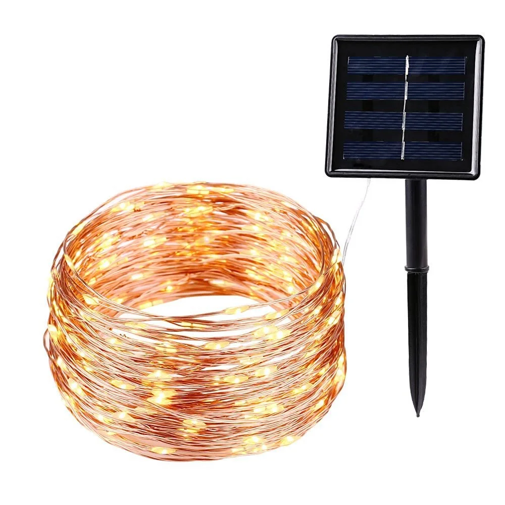 Dropshipping P65 Waterproof Outdoor Fairy Light Copper Wire Led Solar Powered Christmas String Lights 50M 500LEDS