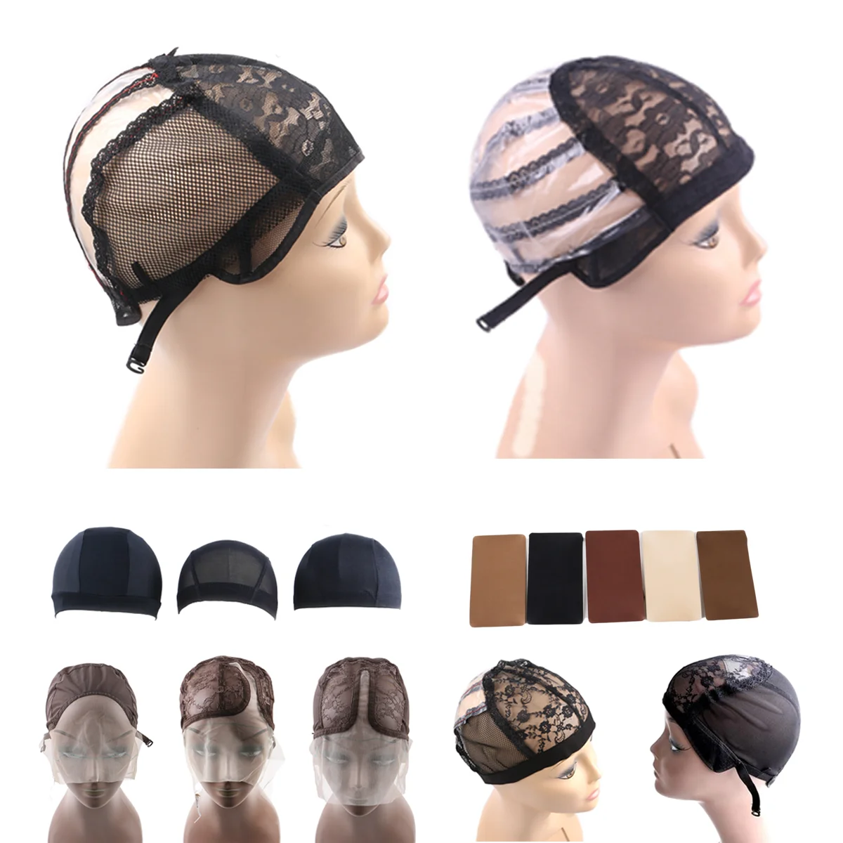 Mesh Wig Caps For Making Wigs Black Lace Wig Cap With Adjustable Straps Stocking Weaving Caps Hairnets