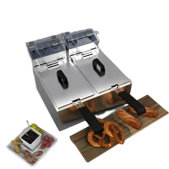 Популярные товары для ресторанов и отелей настольная коммерческая машина картофельных чипсов электрическая двойная фритюрница с таймером
