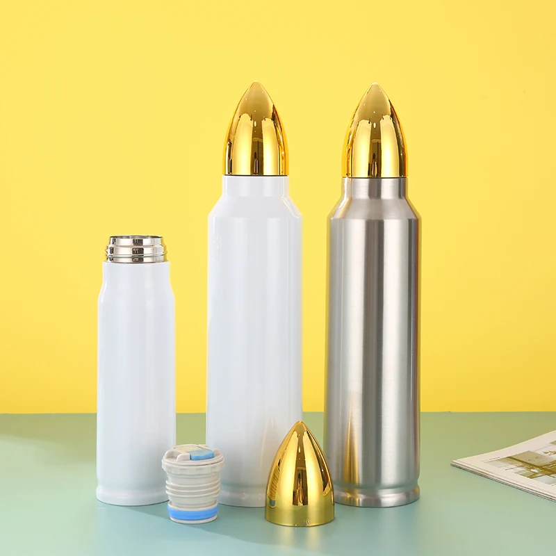 500ml 1000ml Bullet shape tumbler Stainless Steel Vacuum Cup double wall rocket water bottle in bulk