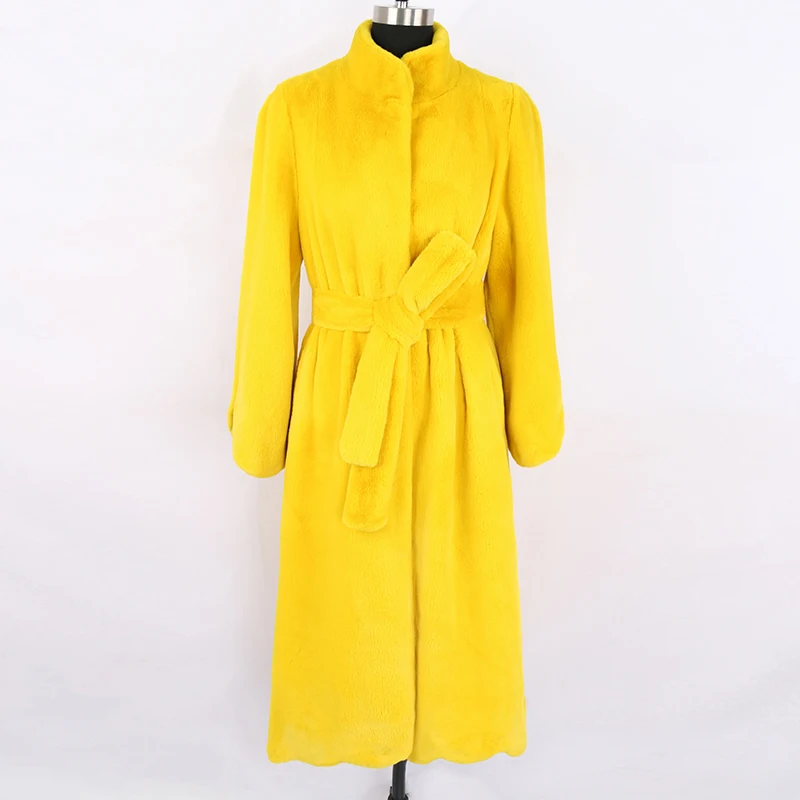 Cheap Price Good Quality Beautiful Women High Density Thick Fur Warm Wind Proof Breaker Russia Faux Rabbit Fur Coat