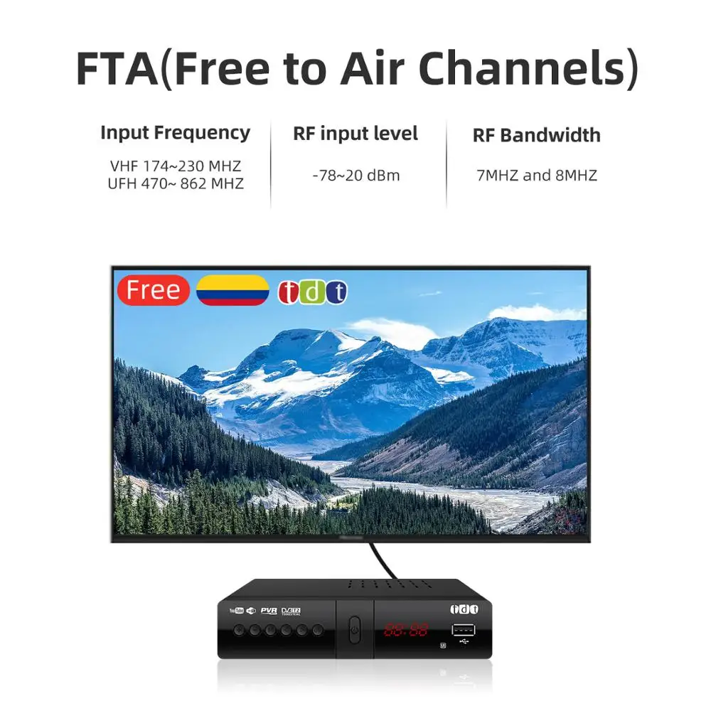 High quality DVB-T2 free to air set top box tdt dvb t2 colombia