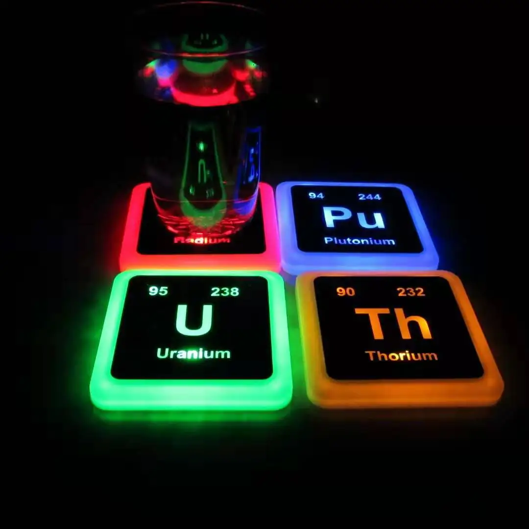 Customized Plastic LED Light-up Coaster Round Square Weight Activated Smart Led Coaster