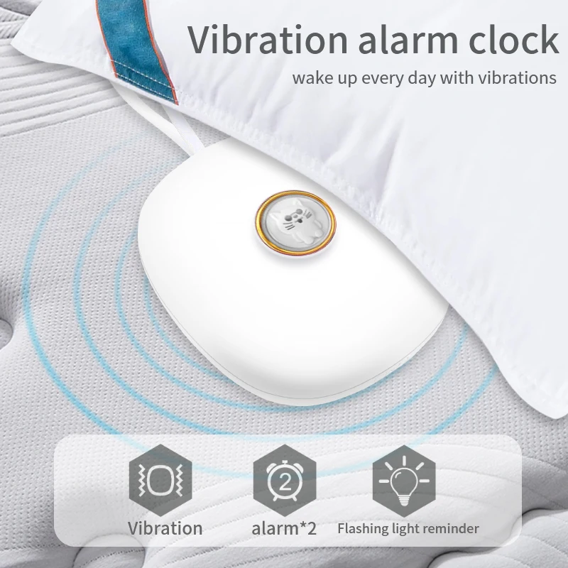 Electric Shock Alarm Clock Flashing Light Reminder with 3 Gears Vibration Option Silent Vibrating Pillow for Kids