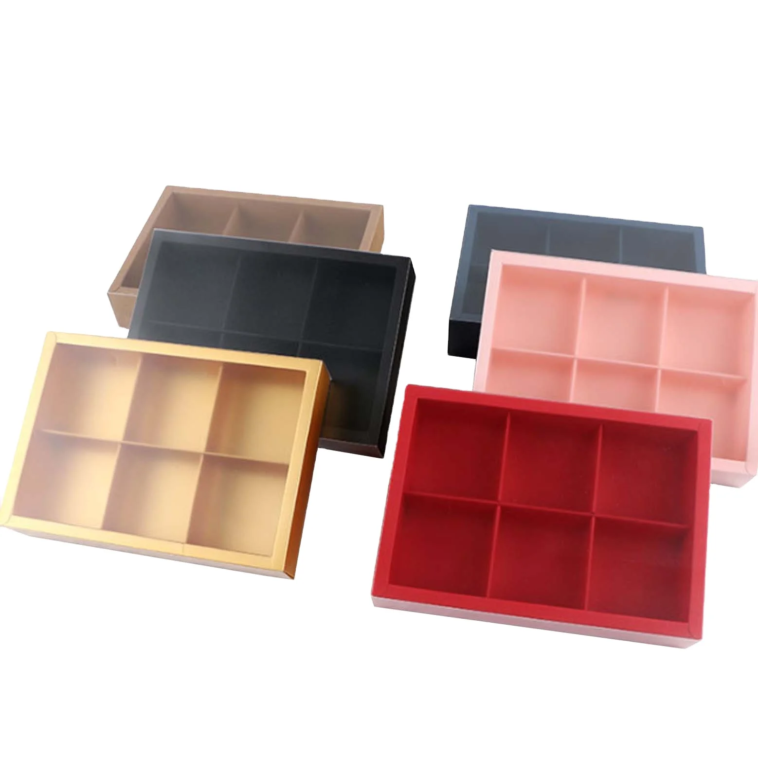 Frosted Clear PVC Sleeve Window Paper Cake Bakery Cookie Pastry Drawer Boxes With 2 4 6 Dividers