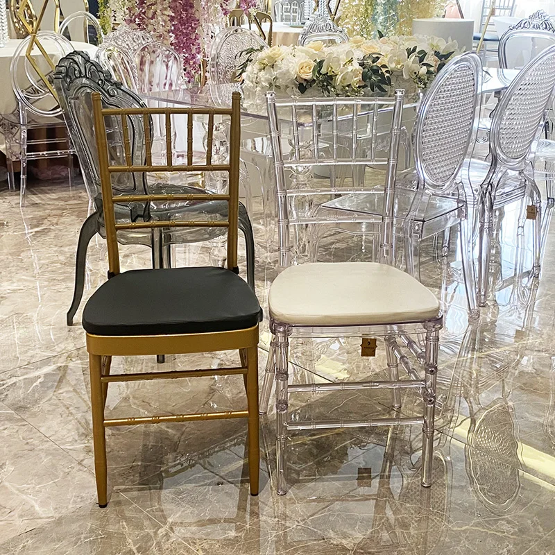 Hot Sale Clear Transparent Resin Chiavari Chair Plastic Crystal Acrylic Wedding Event Chair Wholesale Phoenix Napoleon Chair