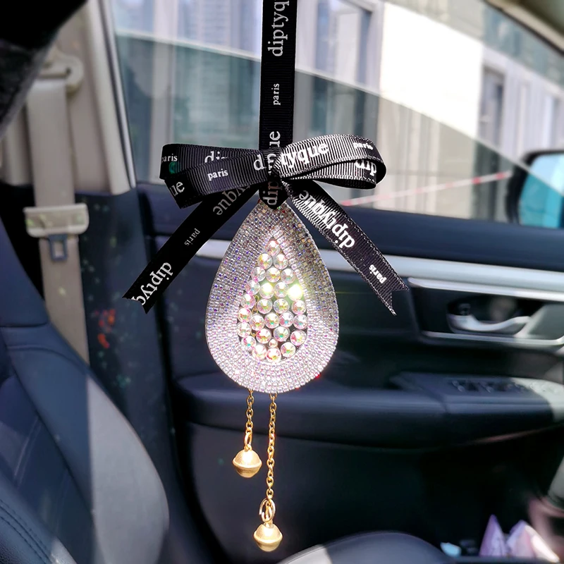 Peacock feather car pendant in car pendant rearview mirror net red car decoration inlaid with diamond creativity