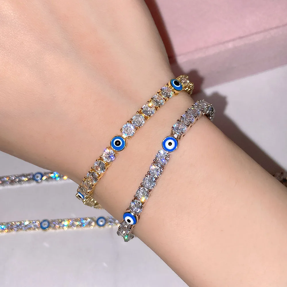 Ювелирные изделия Foxi в стиле хип-хоп Женская Цепь для тенниса с фианитами бриллиантовый браслет Майами эмалированные ювелирные от сглаза