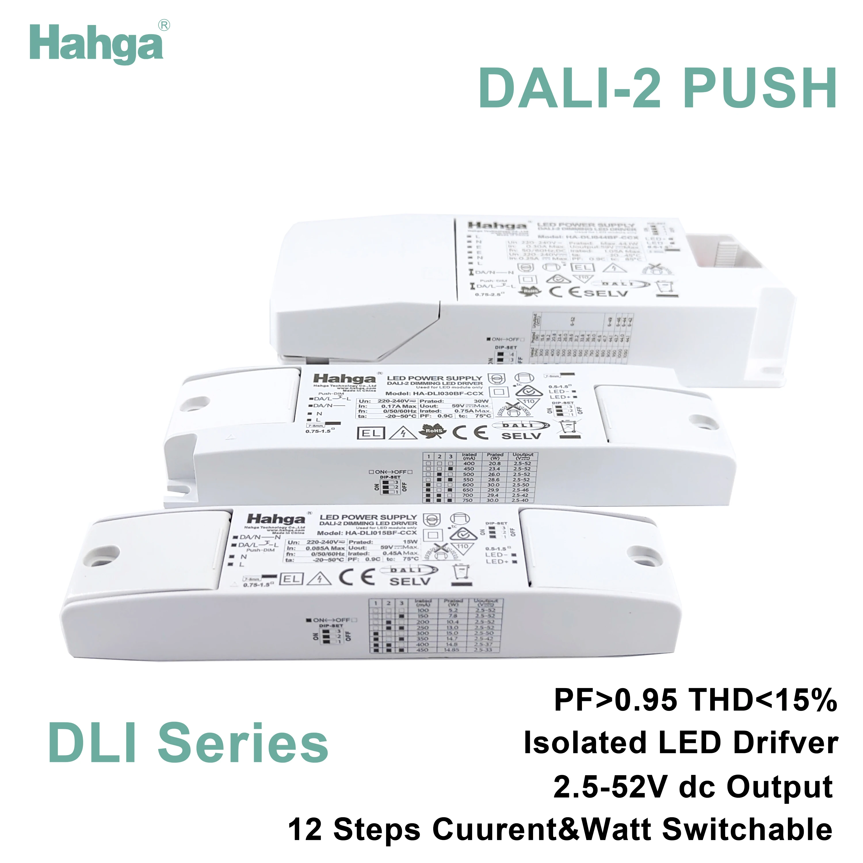 5W 10W 15W  Led driver 2.5V-52 DALI PUSH led driver  dimmable power supply IP20