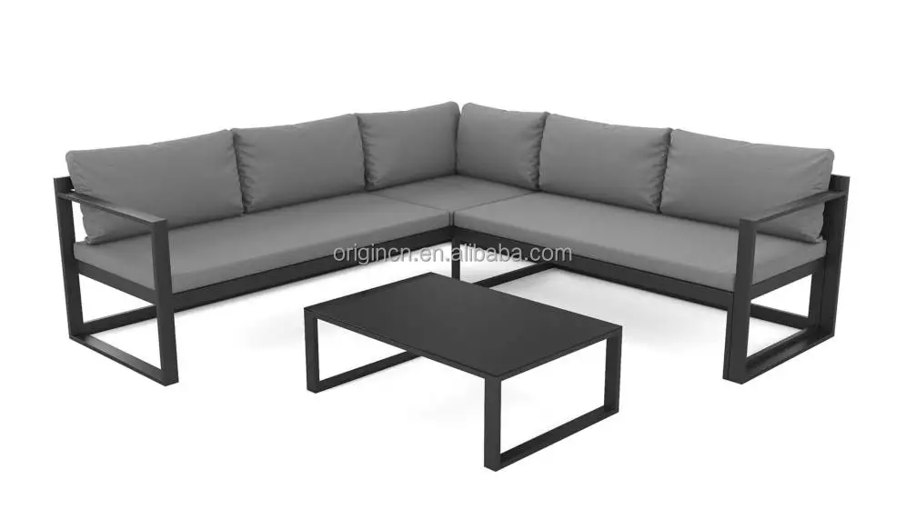 Hot sectional design outdoor L shape patio furniture  sofa set corner aluminium garden