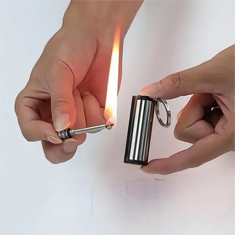wholesale lighter bulk bottle opener cigarette durable waterproof keychain lighter matches emergency keychain flint fire starter