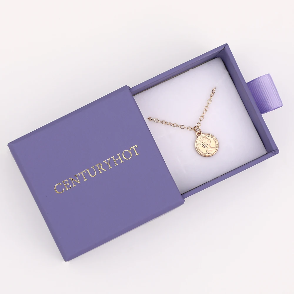 6*6cm Purple Jewelry  Drawer Boxes Handmade Cardboard Package Box, Ring Earrings Small  Box With Logo Custom