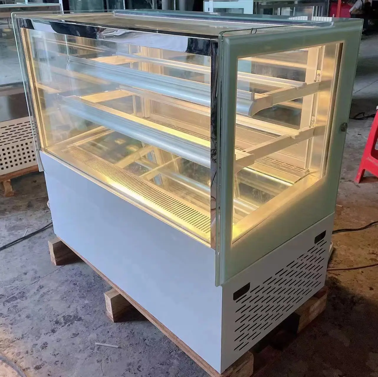 Commercial Small Cake Showcase Countertop Square Glass Cake display fridge