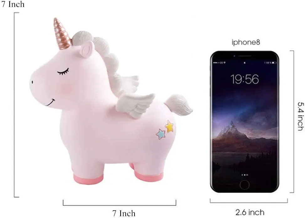 Lovely Rainbow Unicorn Piggy Bank Resin Unicorn Money Bank Coin Box Birthday Gifts