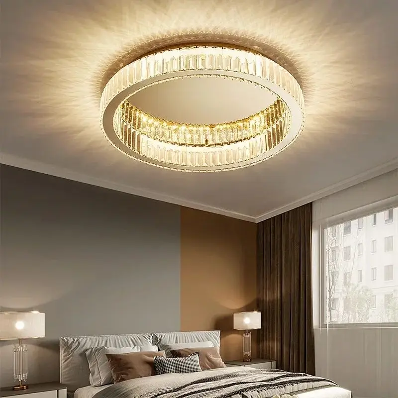 Modern Creative Crystal Round Ceiling Chandelier for Living Room Bedroom Decorative Led Indoor Lighting Fixture