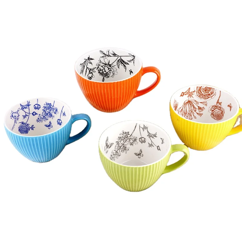 Ceramic Mug Ready Stock Cofee Cup Ceramic Set Tea Cup Simple Ceramic Japanesse Porcelain Cup Custom Logo White Candy Color Mugs