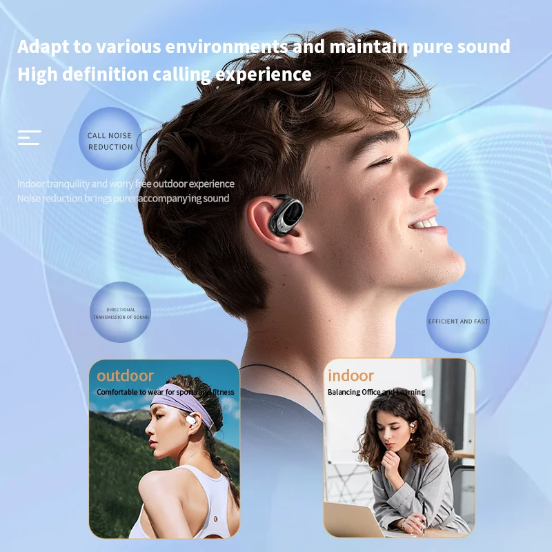 Open Ear OWS Conduction Noise Canceling Sport Running Touch Control 12 applications Headphone Ear Hook True Wireless Earphone