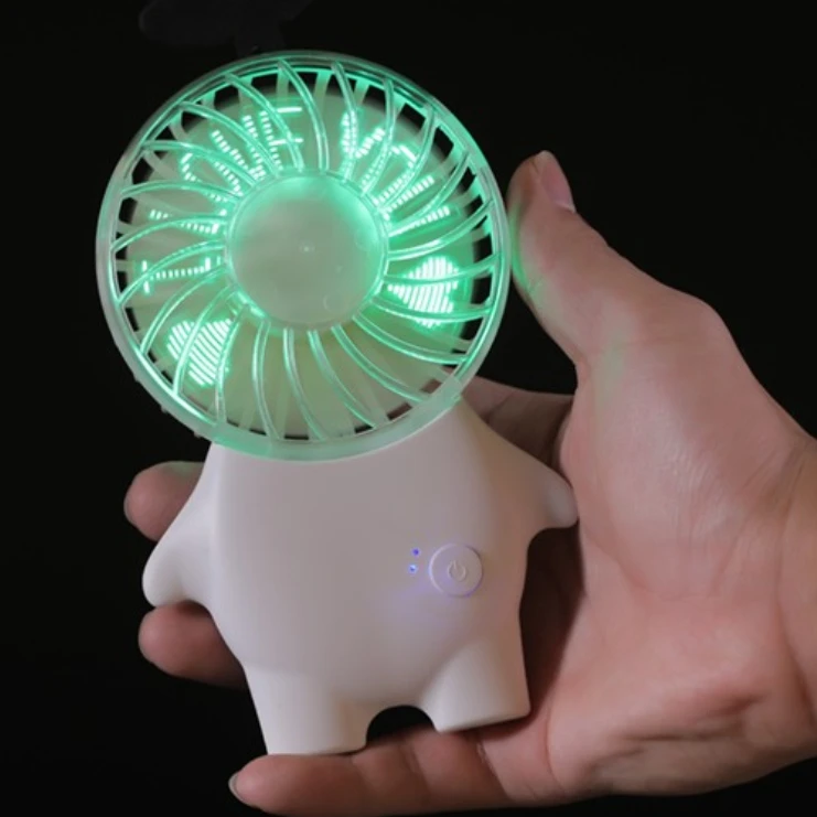 Best Selling USB rechargeable Programmable Flashing LED Message Mini Fan with different cute shape