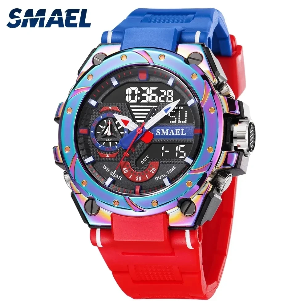 Sports Dual Display Analog Digital LED Quartz Wristwatches Waterproof reloj smael 8060 watches men military for kids