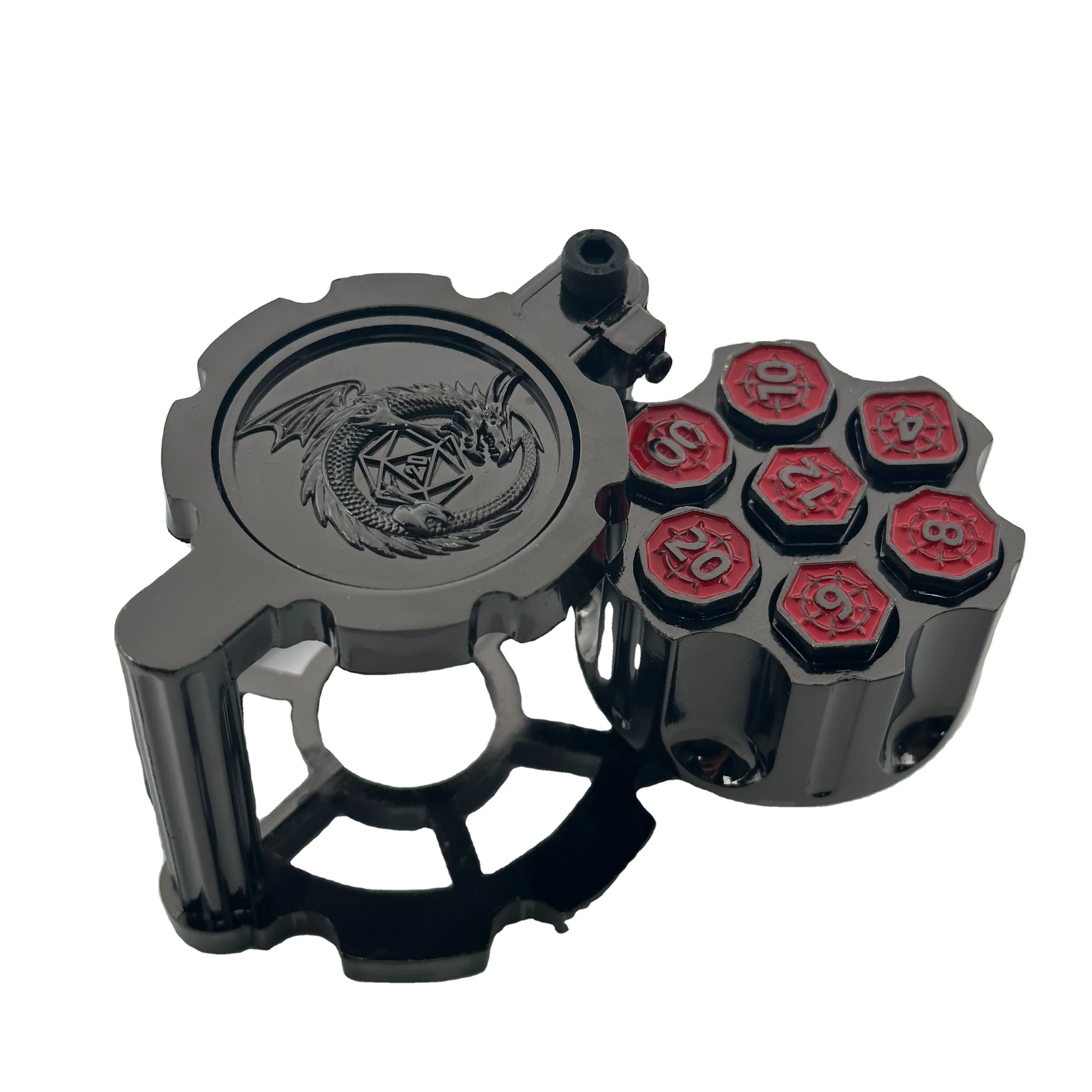 Stunning New Revolver Bullet Dnd Game Dice Set Precious Metal for Entertaining