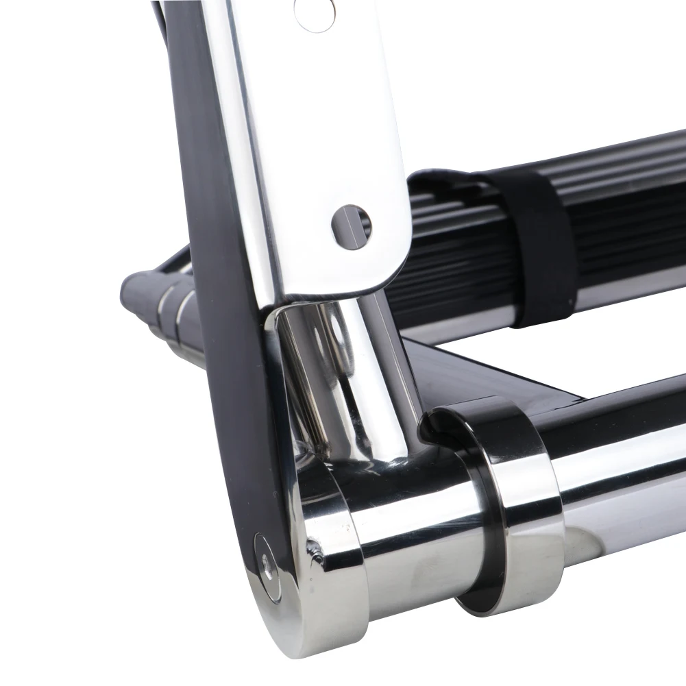 Stainless steel boat parts dock Handle telescoping ladder with double tube 4 step marine boat ladders for boat