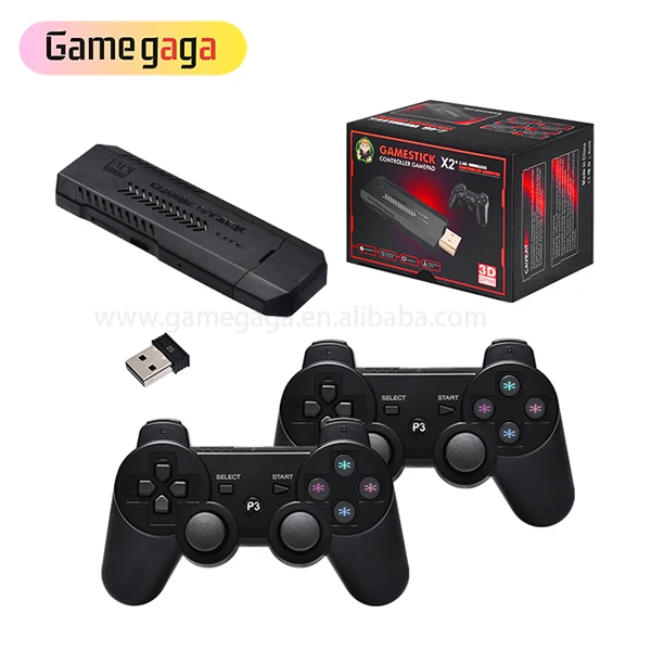 X2 Game Stick 4K GD10 Plus with P3 Rechargeable 2.4G Wireless Gamepad Retro Classic Video Game Console 30000 Games For PSP/N64