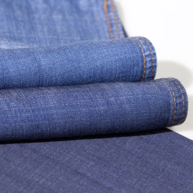 
Yarn Dyed Natural Soft 5oz Thin 100% Tencel Silk Slip Sweat Wicking Denim Fabric For Shirt 
