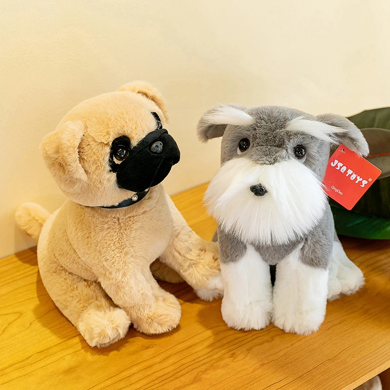 20cm 25cm Super Cute Kawaii Shai Pei Schnauzer Bulldog Realistic Puppy Stuffed Animal Toys