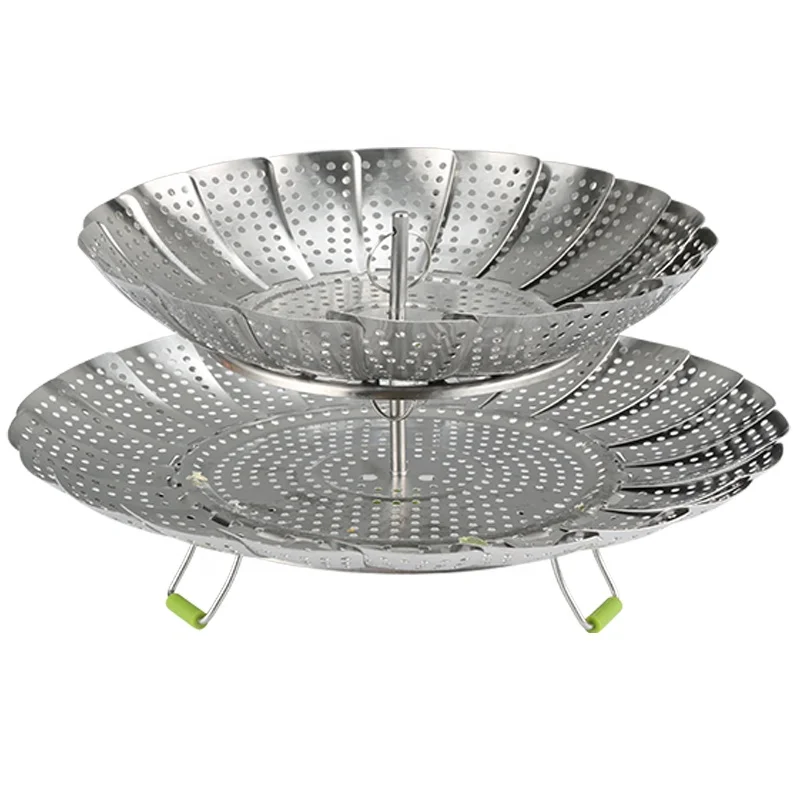 
Double-layer retractable fruit basket, vegetable steamer, foldable stainless steel steamer 
