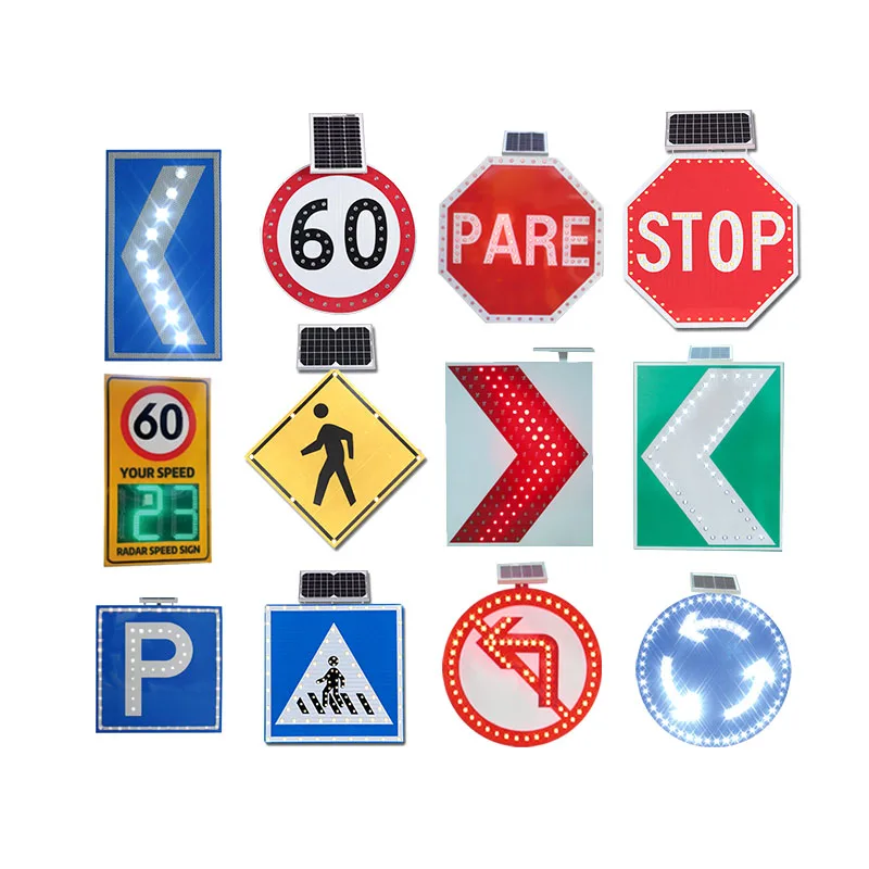 24 Hours Continuous Working Solar Power LED Flashing Traffic Signs