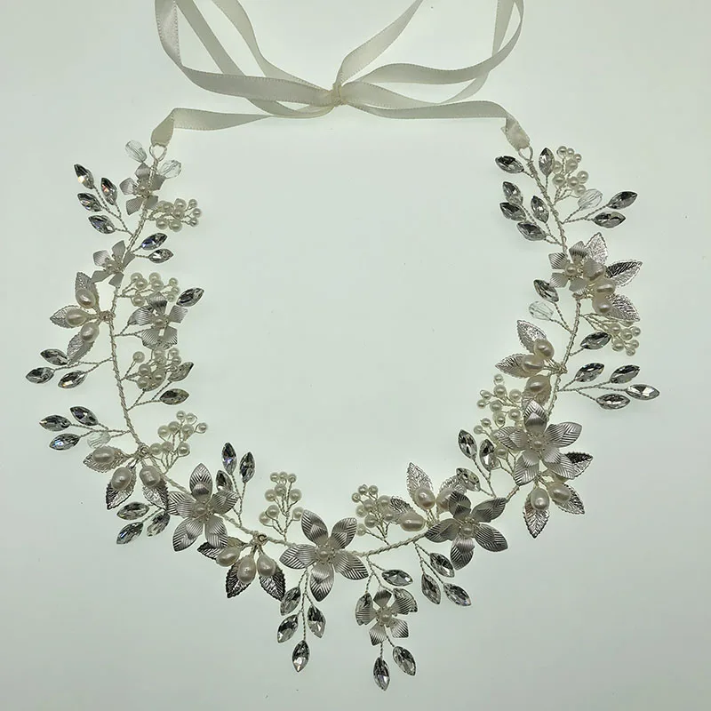 Женская тиара с пресноводным жемчугом, свадебный аксессуар цвета розового золота с цветами, свадебный головной убор