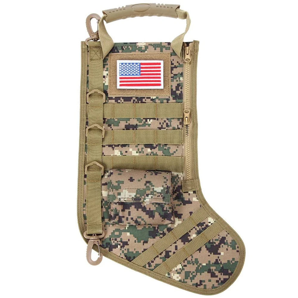 OEM Dog Bone Xmas Mantel Decoration Pouch Holder Storage Organizer for Family Decoration Military Tactical Christmas Stockings