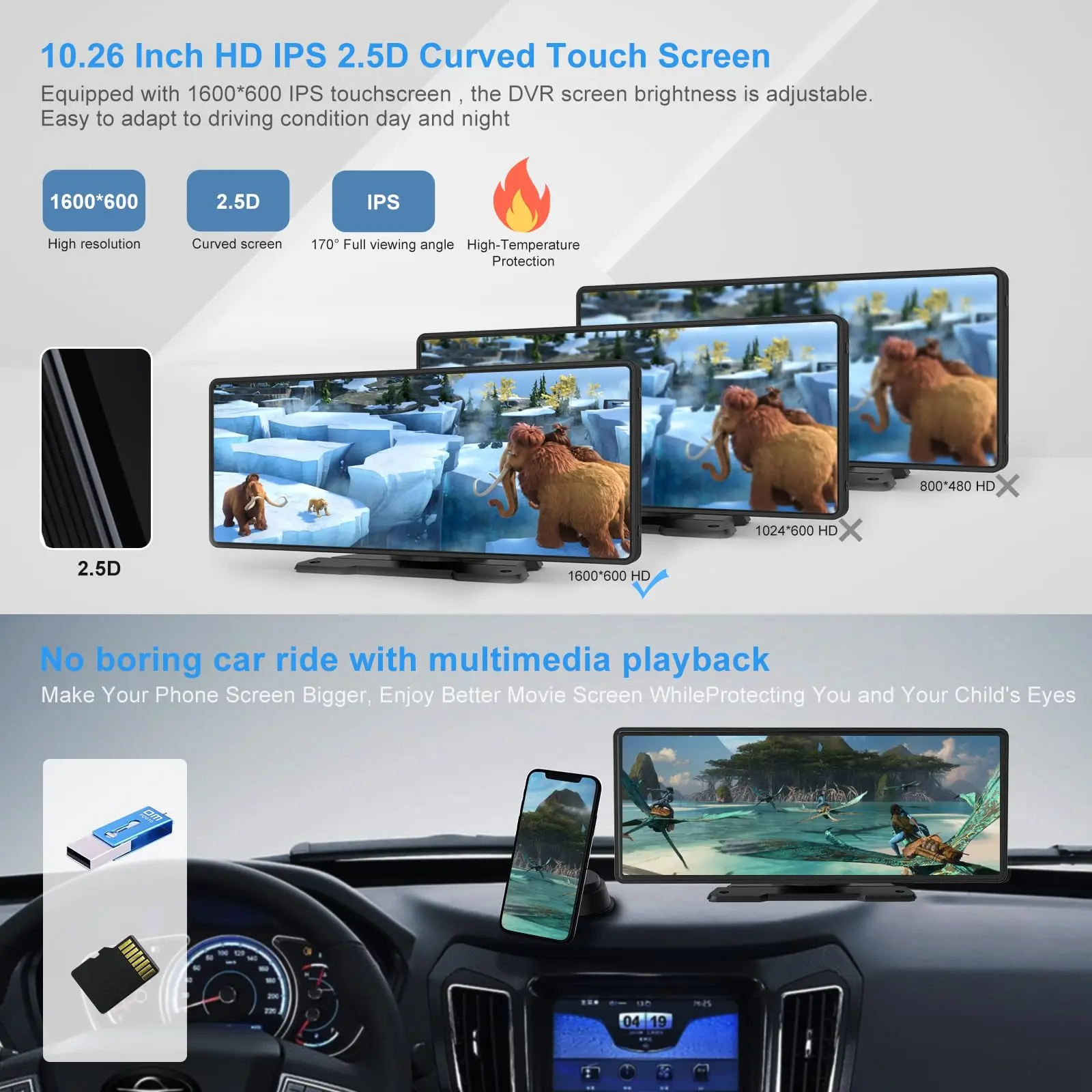 Universal MP5 car player 10.26 inch ips touch screen HD Monitor car play with back camera 10 inch