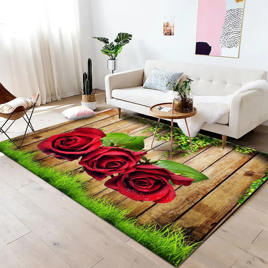 Rose carpet  living room Hot sale carpet Non slip area carpet wool Rug (1600239919633)