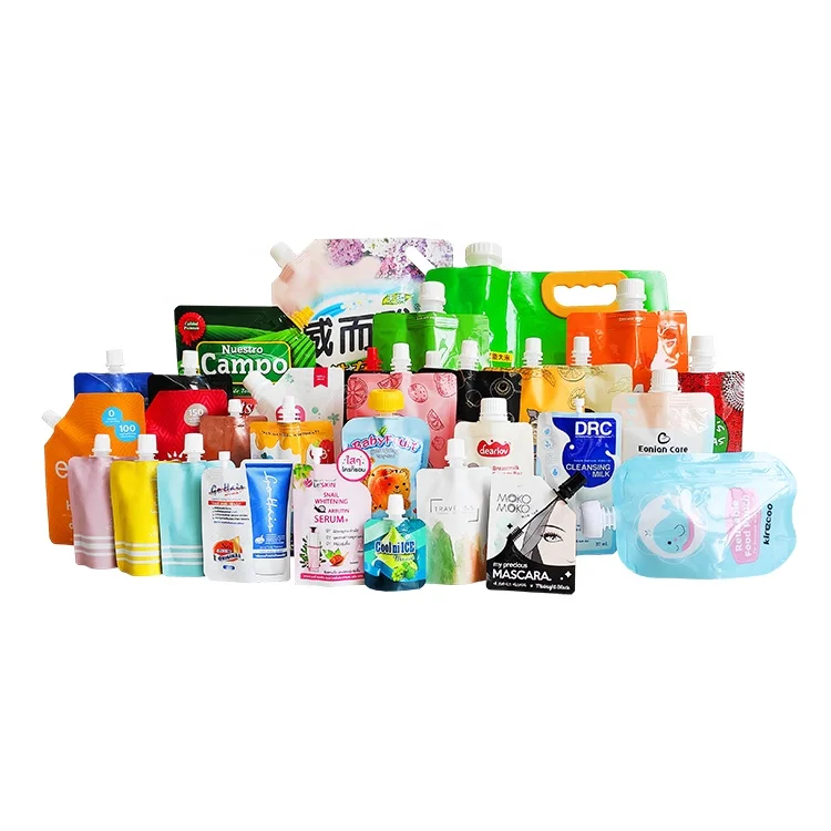 Custom Printed 1 Liter Liquid Detergent Soap Beverage Yogurt Jelly Shampoo Cosmetic Packaging Spout Pouch