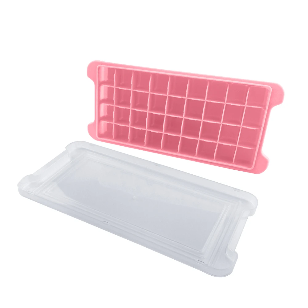 Eco-friendly Silicone Ice Cube Maker Molds with Lid, Flexible Ice Cube Trays with Lids