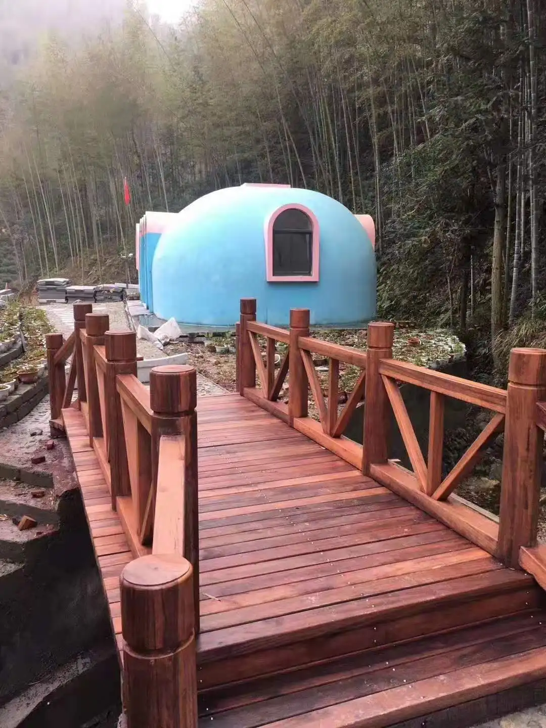 Outodoor galvanized steel frame transparent tarpaulin luxury garden geodetic dome house