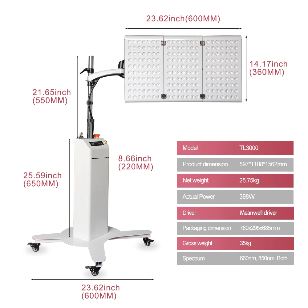 Ideatherapy TL3000 Facial LED Light Therapy Beauty Salon Equipment Adjustable Mobile Timing Support Red & Infrared Light Therapy