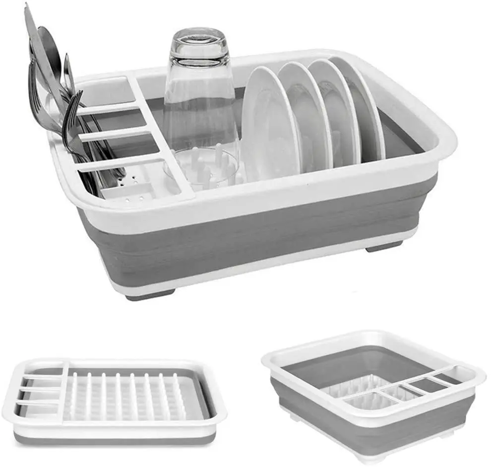 Wholesales Collapsible Dish Drying Rack Portable Dish Drainer Dinnerware Organizer Kitchen RV Campers Storage