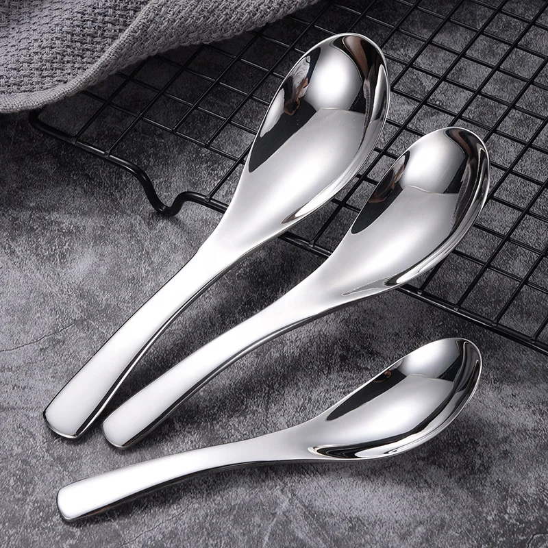 Factory high quality 316L large luxury dessert dinner spoon silver spoon stainless steel spoons for hotel