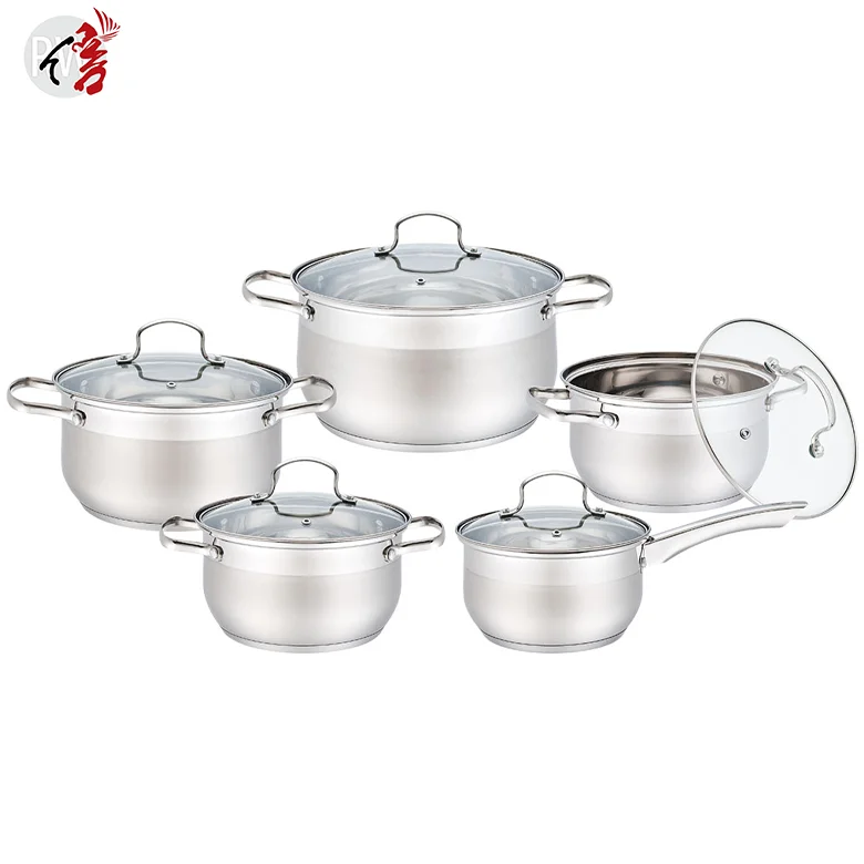 Realwin non stick cooking ware stainless steel cookware set kitchen with glass lid