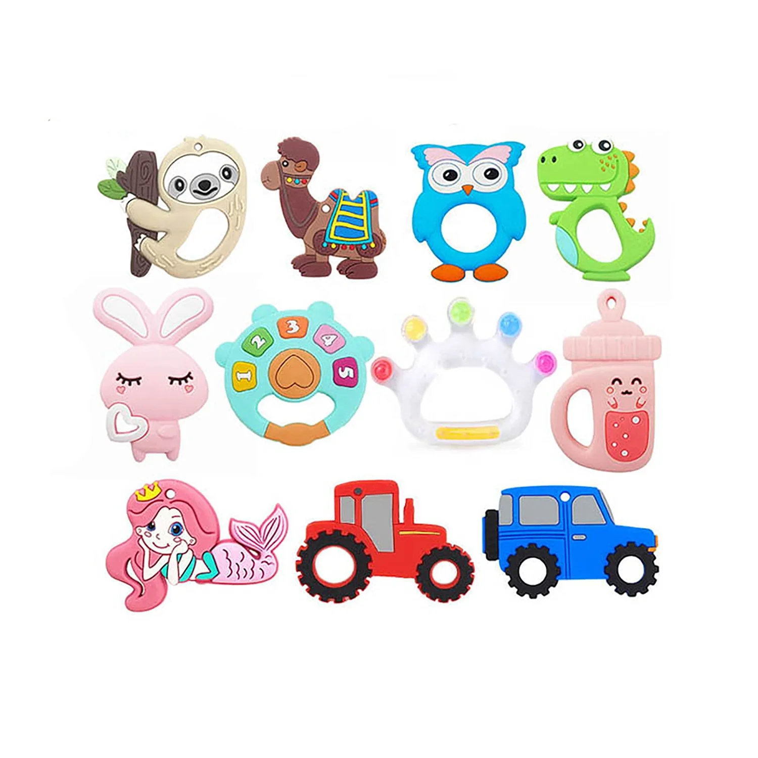 2024 Baby Health Teether Toys Newborn Nursing Oral Care Animal Molar Chewing Silicone Teethers for Babies